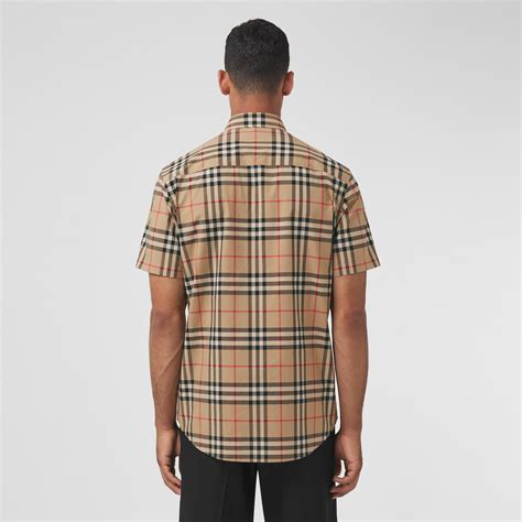 short sleeve button up burberry|burberry checked cotton poplin shirt.